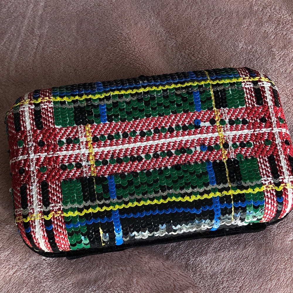 J.Crew Sequined Tartan Plaid Clutch